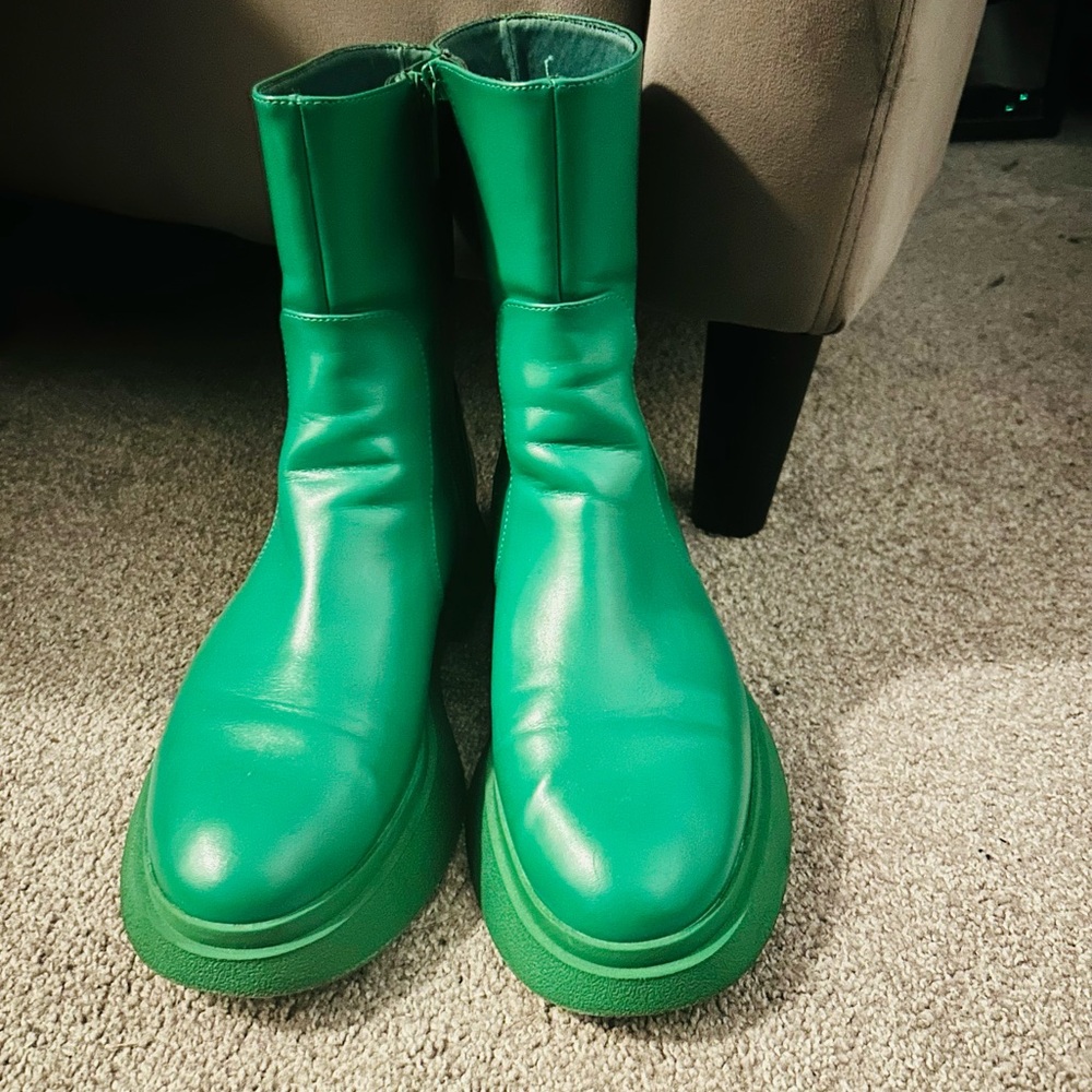 Zara Vibrant Green Ankle Boots